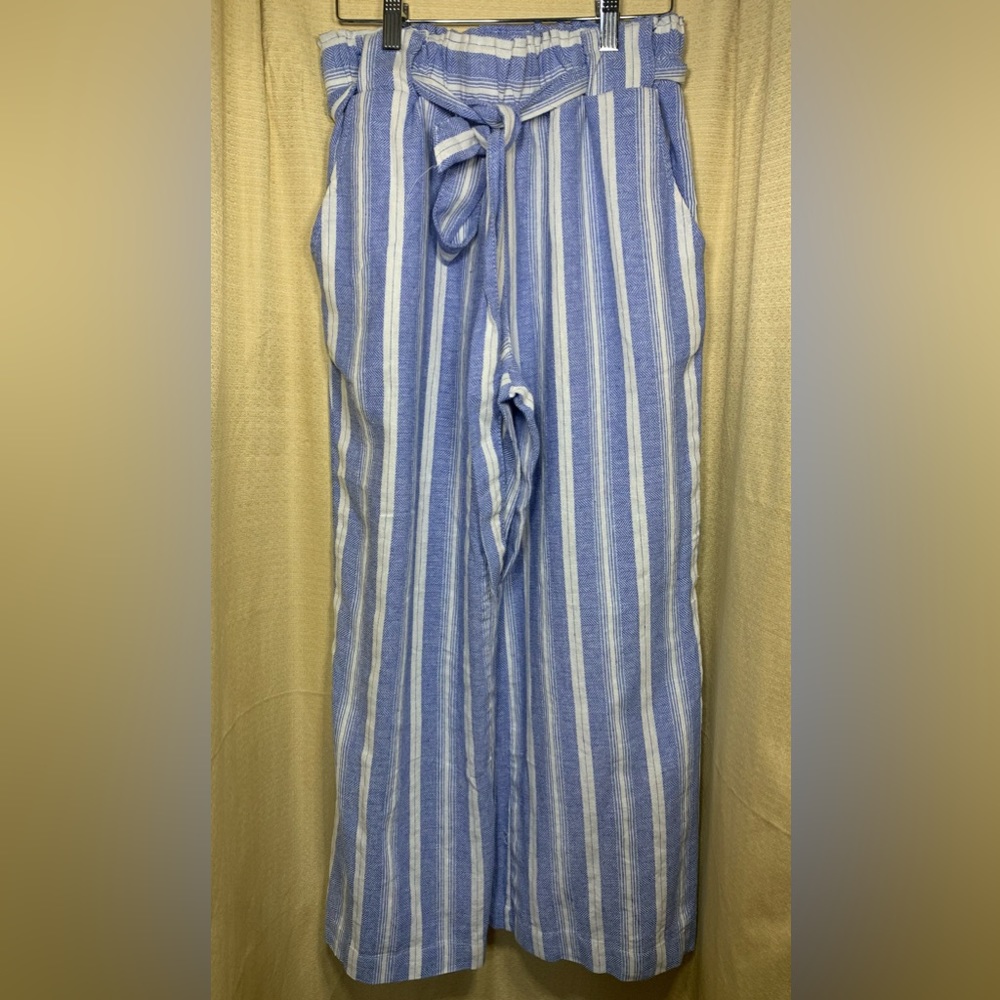 ban jara blue & white striped Flare pants